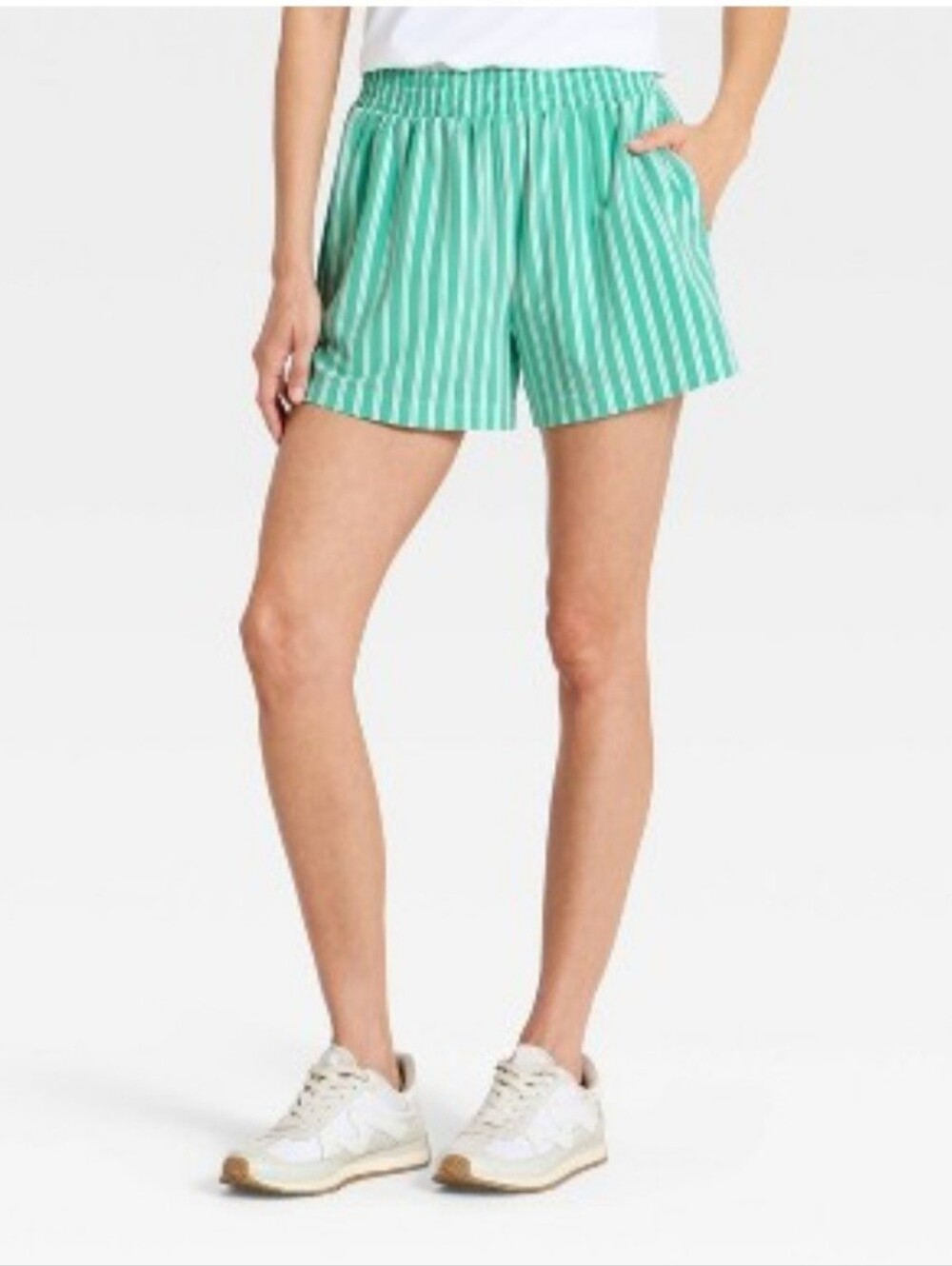 Women's Active Light Travel Shorts - All In Motion Green Striped S
